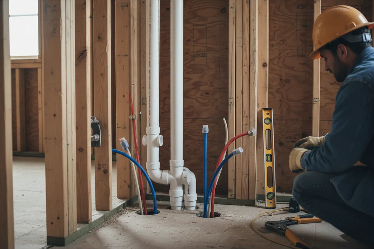 Drain and supply rough-in during Leak Detection in Macomb
