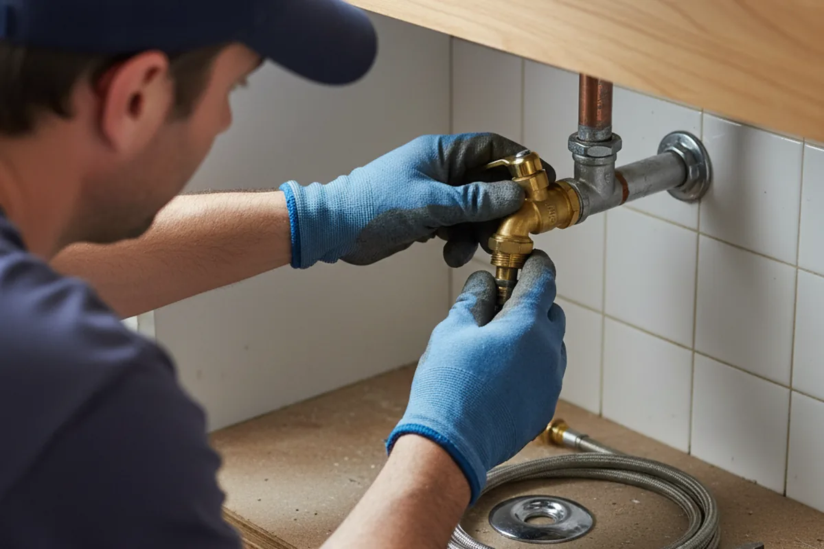 Shutoff valve and fitting work during Burst Pipe Repair in Macomb